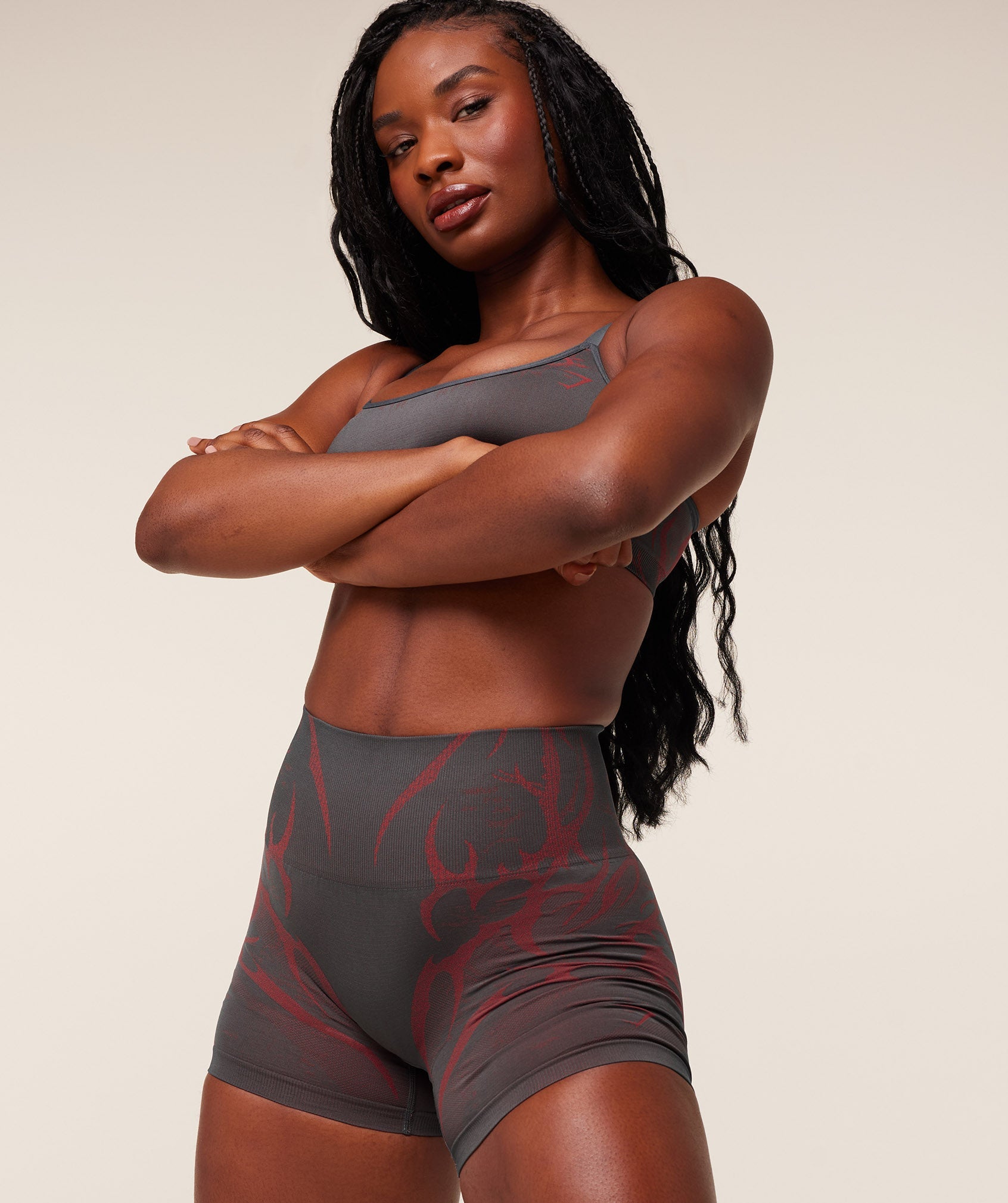 Gymshark Storm Seamless Sports Bra - GS Dark Grey/GS Zesty Red
