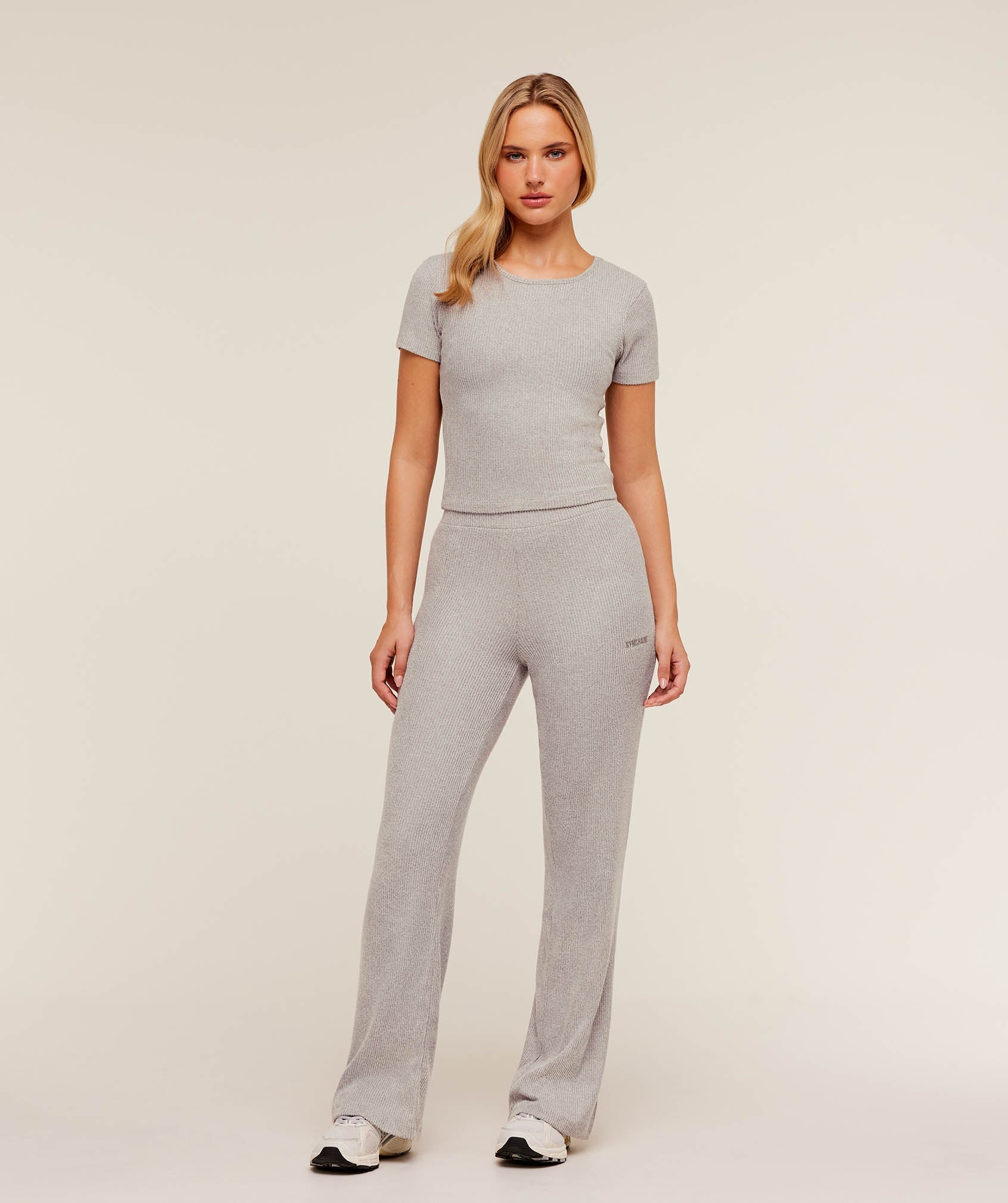 Gymshark SuperSoft Straight Leg Pant - Light Grey Core Marl