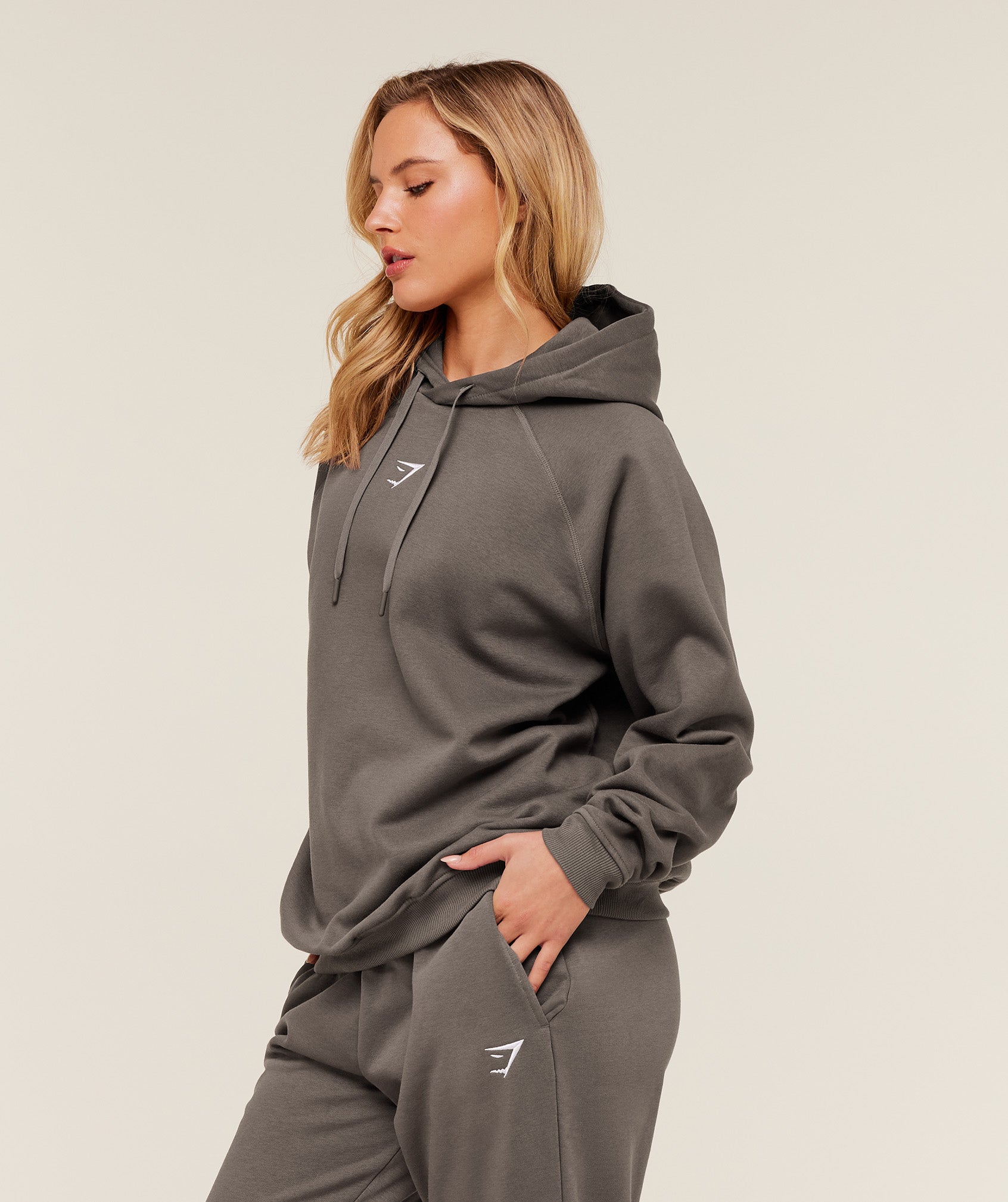 Gymshark Training Oversized Fleece Hoodie - Cool Brown