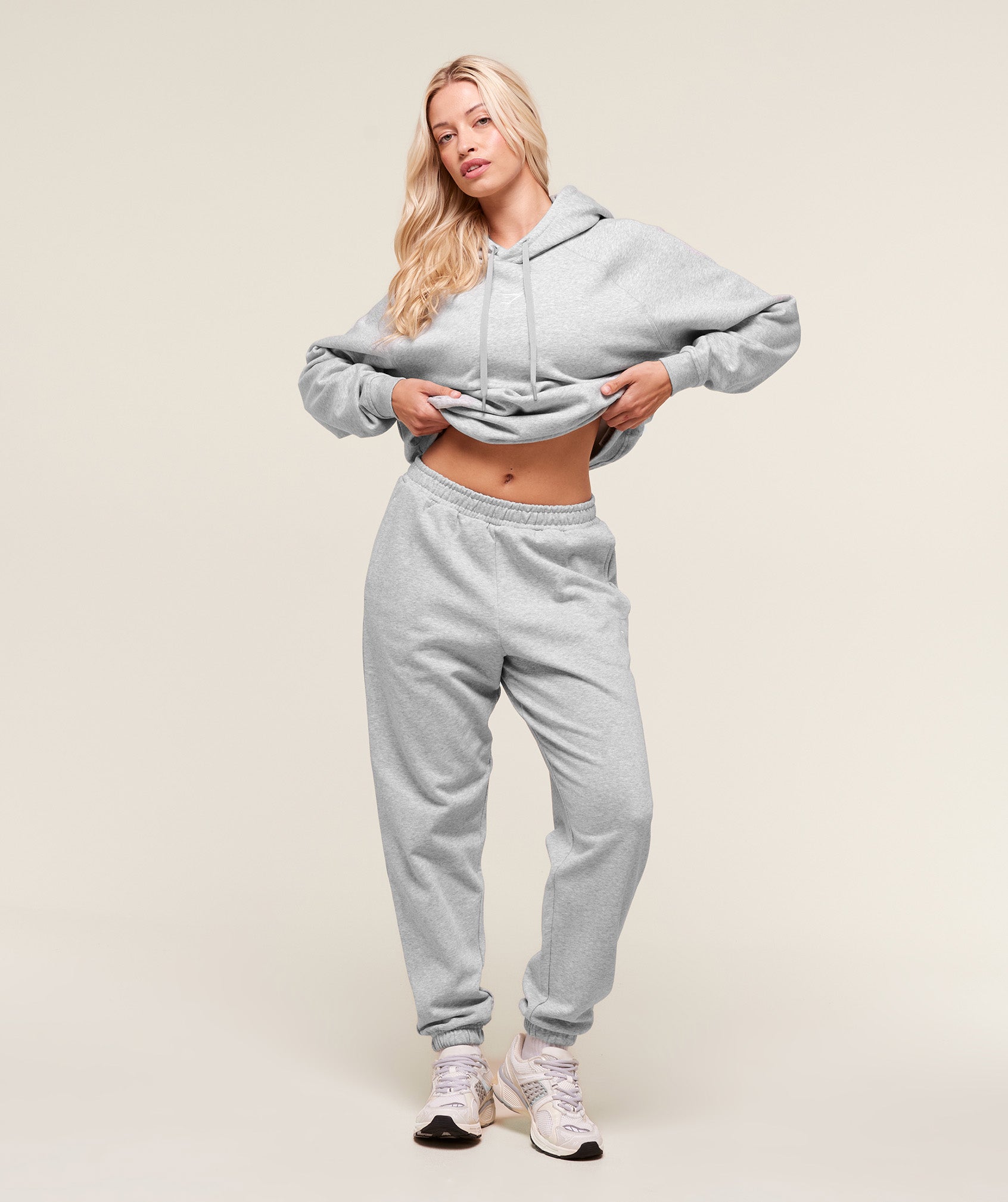 Gymshark Training Oversized Fleece Hoodie - Light Grey Core Marl