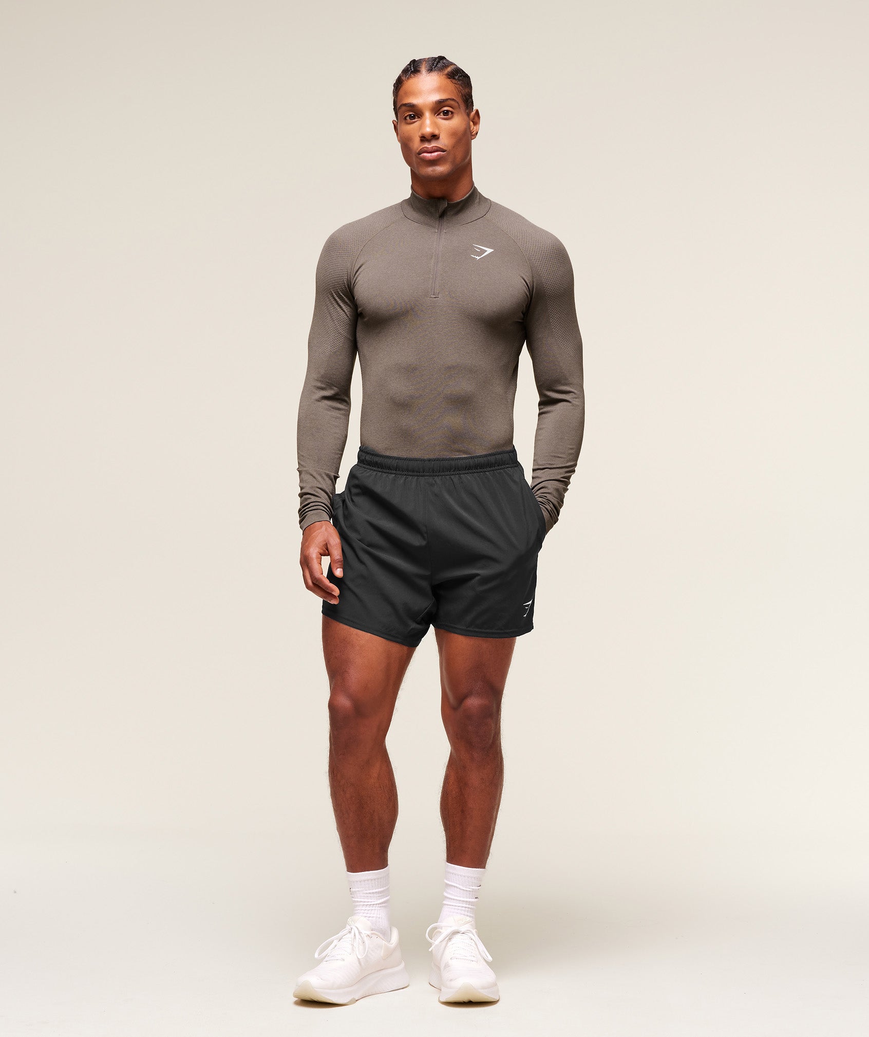 Gymshark Vital 1/4 Zip - Camo Brown/Linen Brown