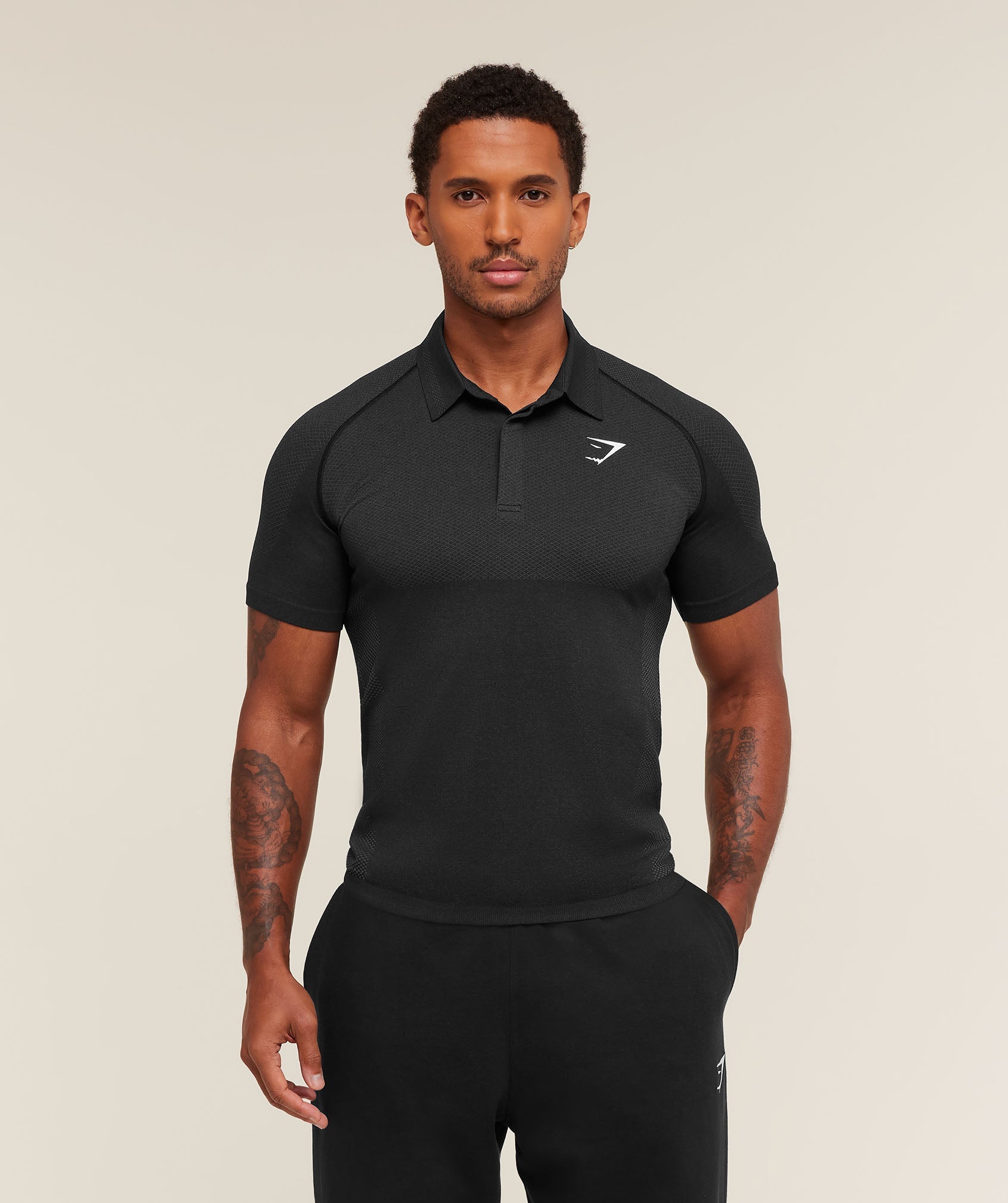Gymshark Vital Polo - Black/Silhouette Grey