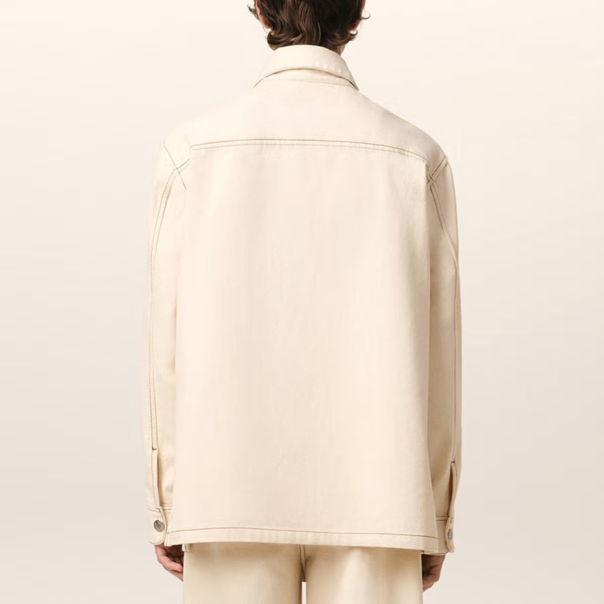 AMI Logo-Appliqué Cotton-Twill Overshirt