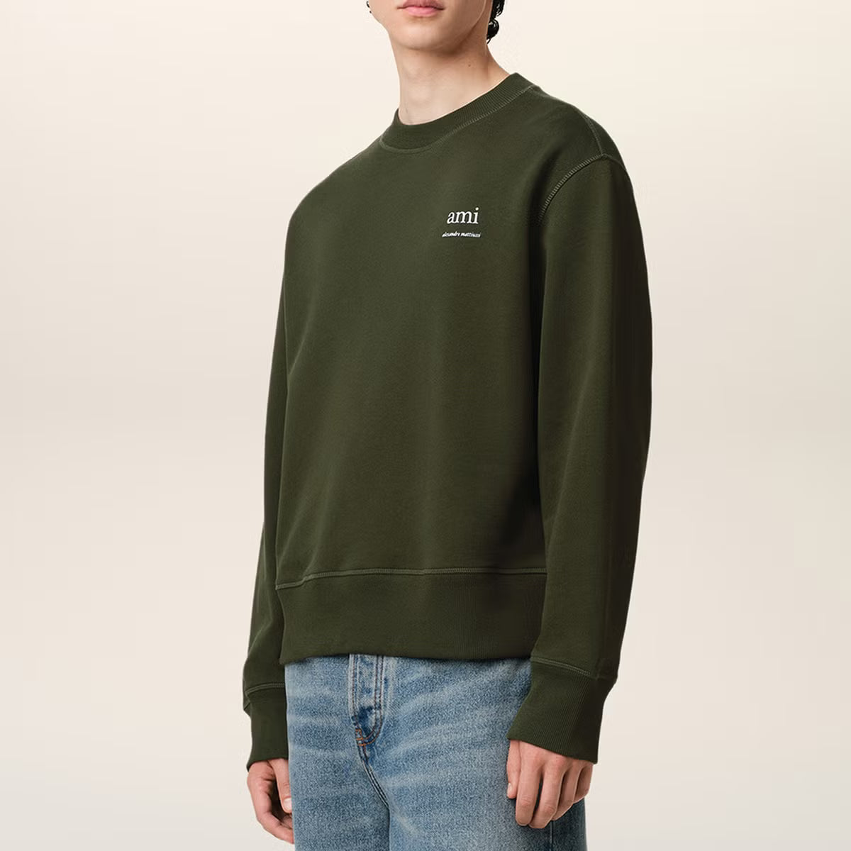 AMI Logo Cotton-Jersey Sweatshirt