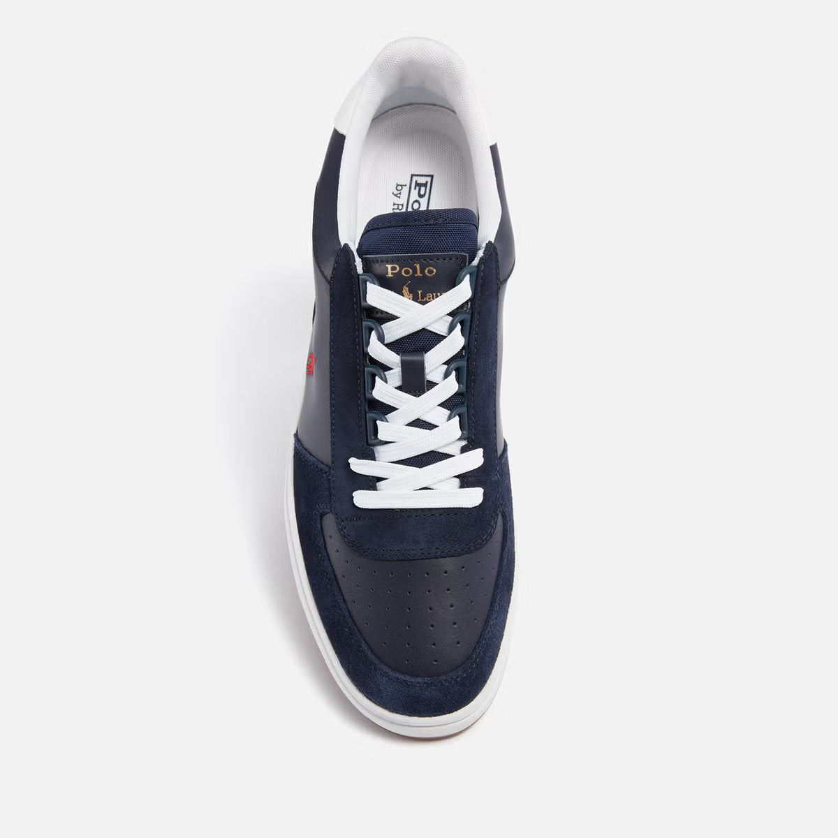 Polo Ralph Lauren Men's Polo Court Leather/Suede Trainers - Newport Navy/RL2000 Red