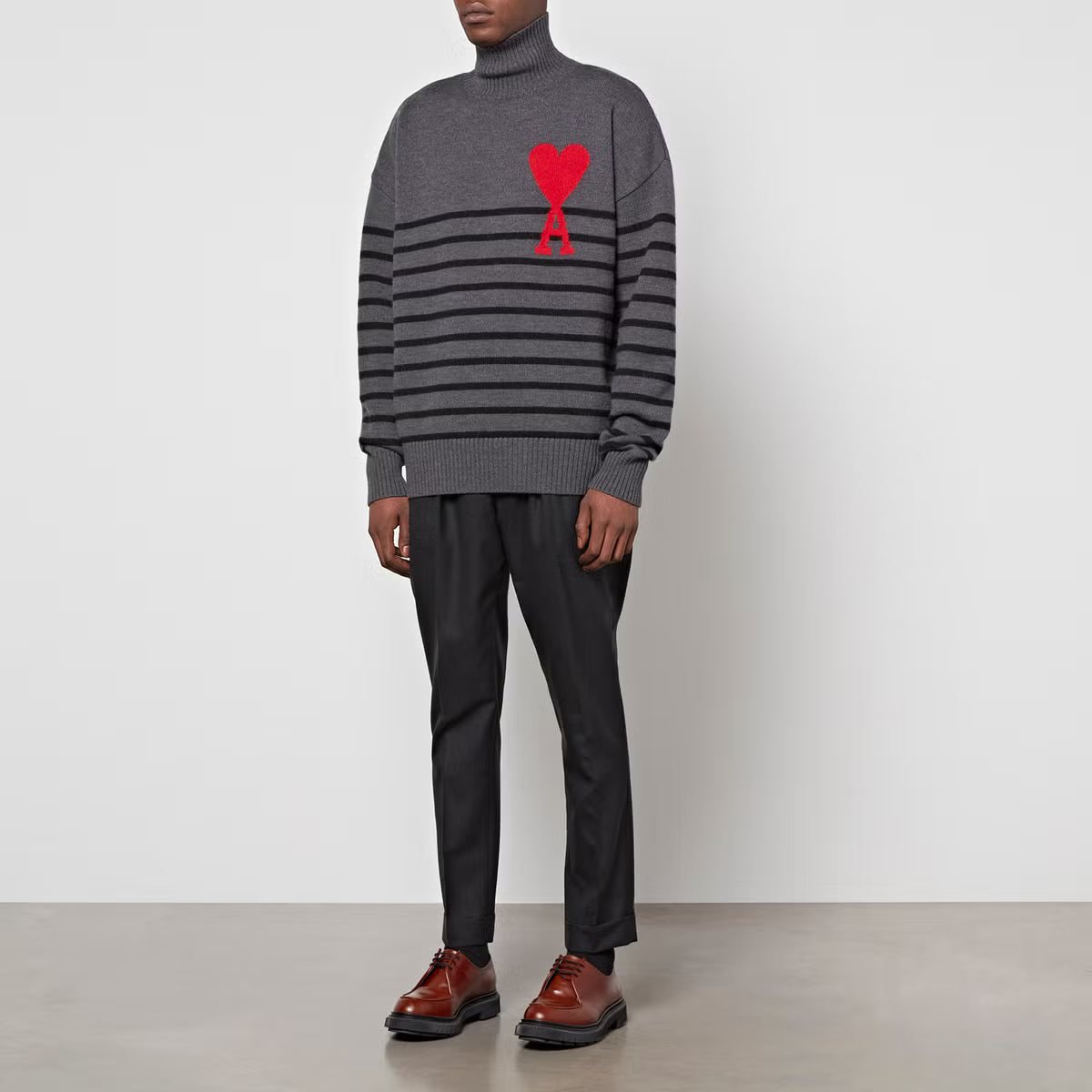AMI de Coeur Striped Wool Turtleneck Jumper