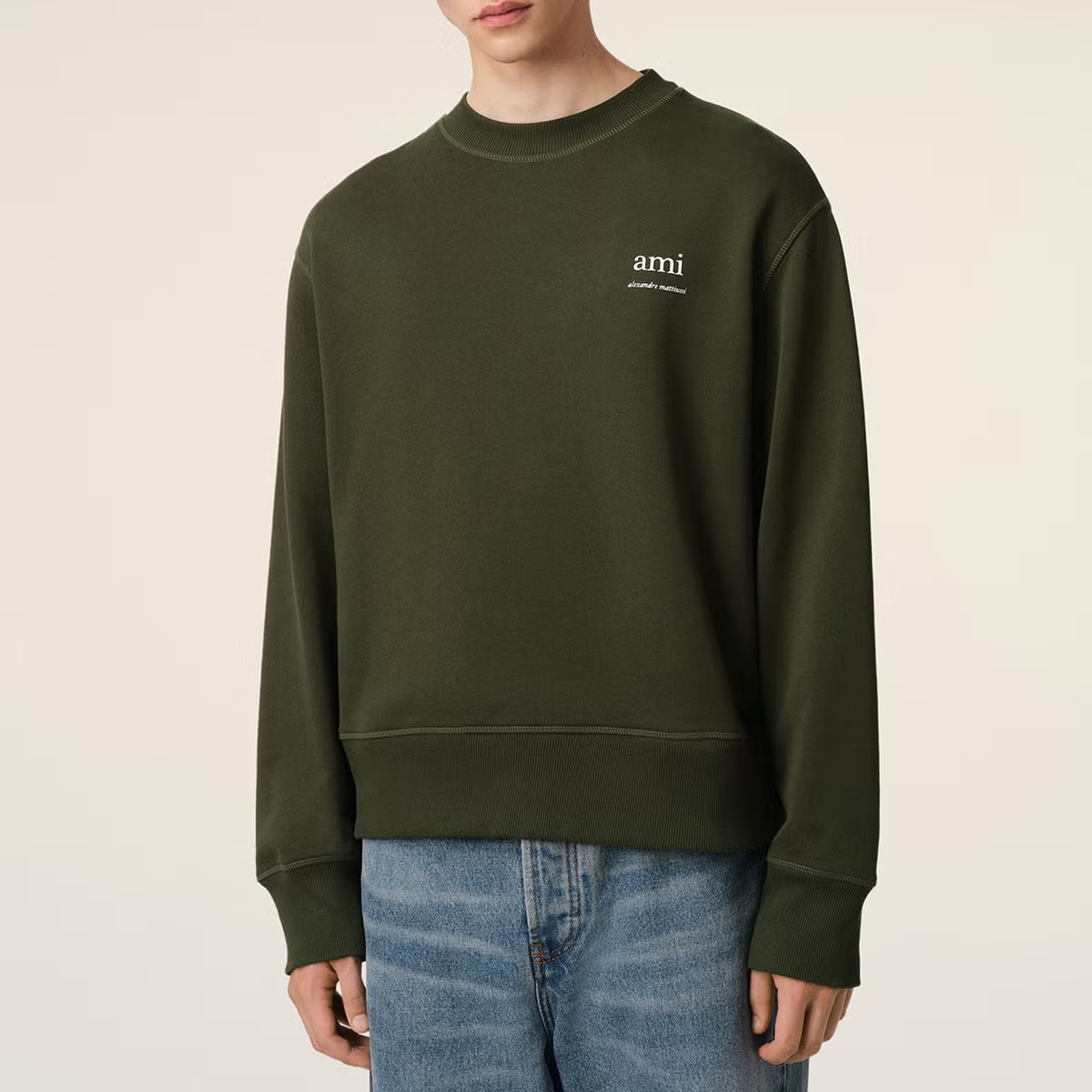AMI Logo Cotton-Jersey Sweatshirt