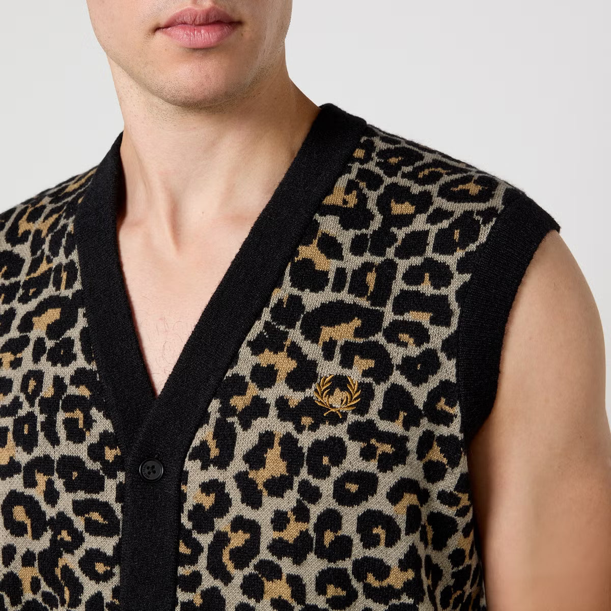 Fred Perry Leopard Cotton-Blend Jacquard Vest