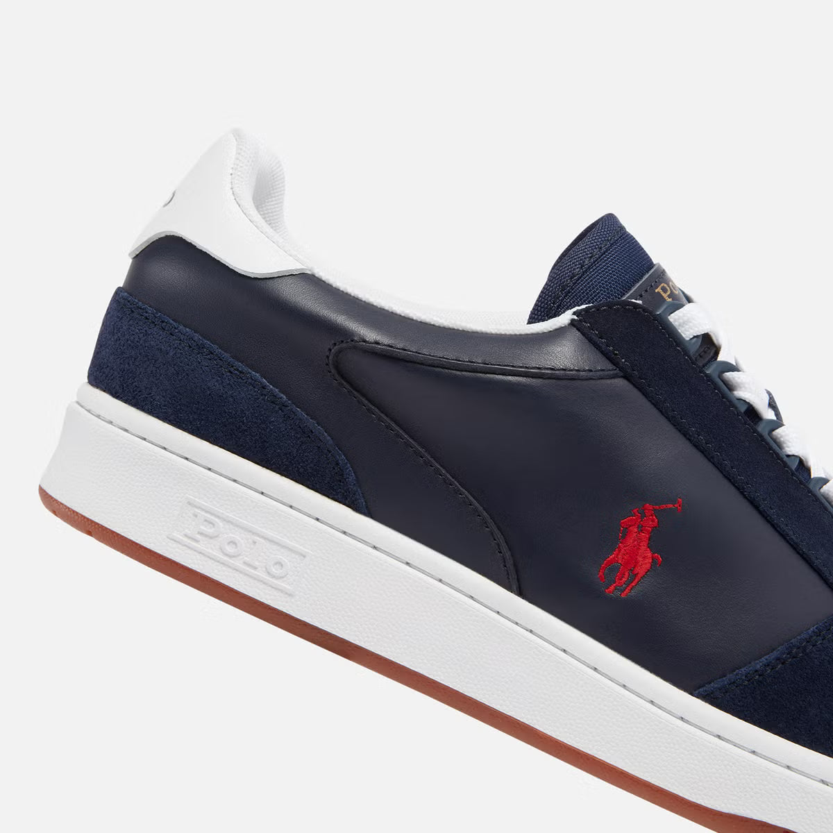 Polo Ralph Lauren Men's Polo Court Leather/Suede Trainers - Newport Navy/RL2000 Red