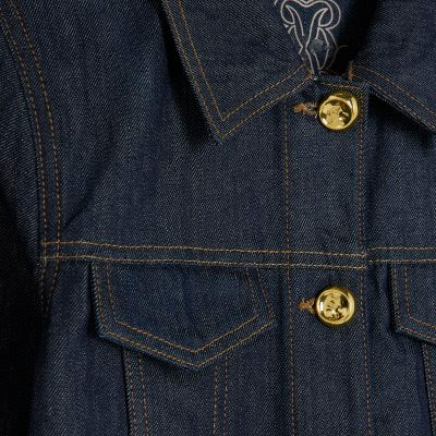 Indigo Denim Long Sleeve Belted Peplum Jacket