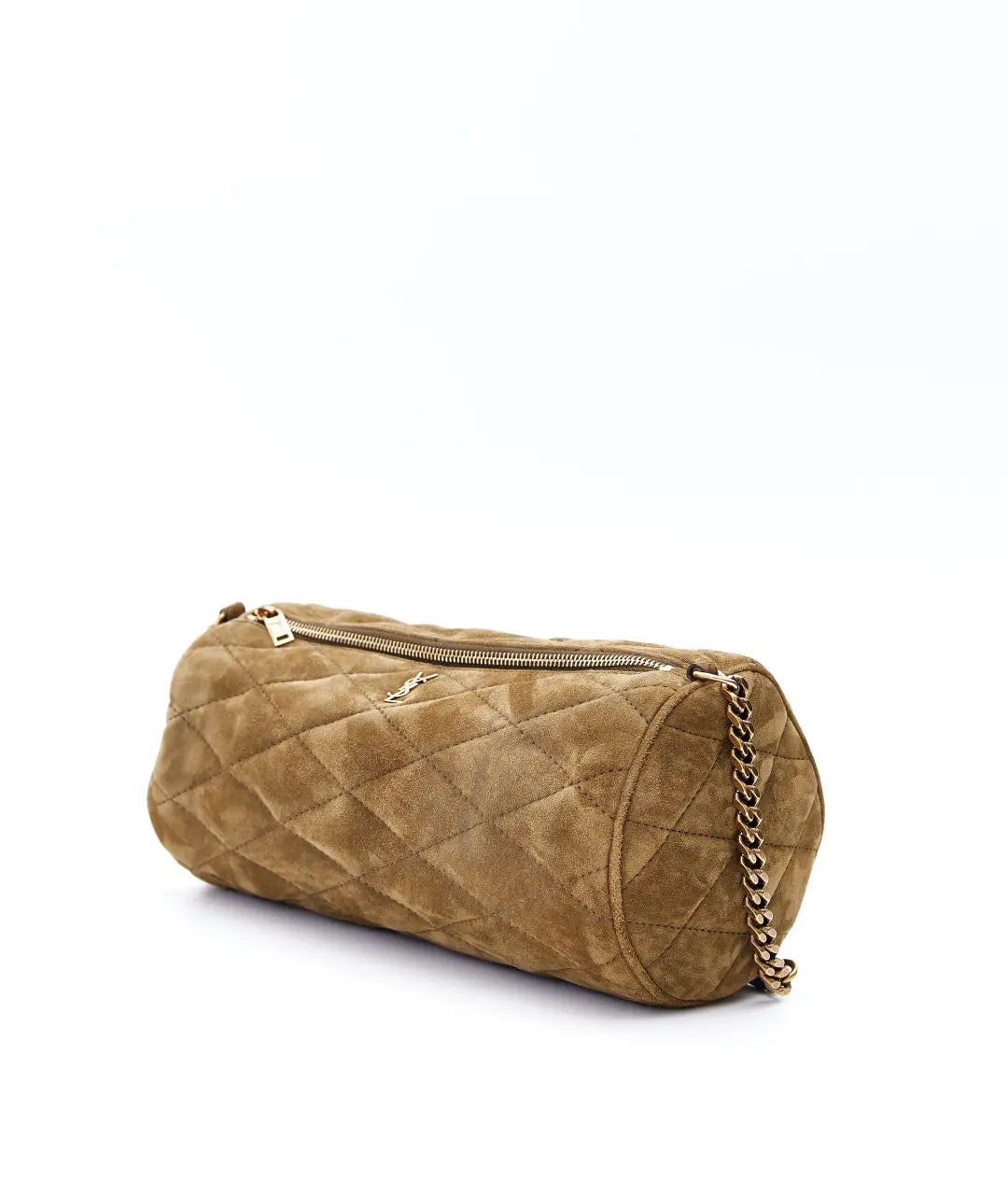 SAINT LAURENT Khaki suede shoulder bag