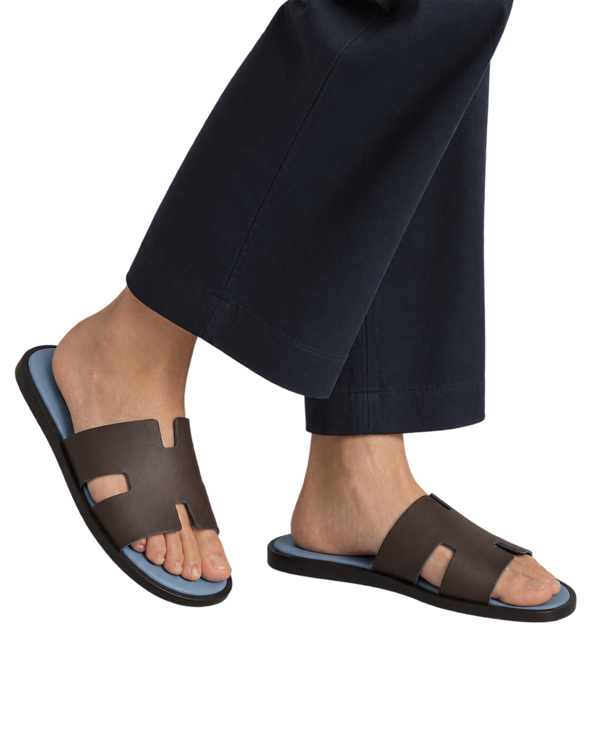 Izmir sandal in Moka / Bleu Jean