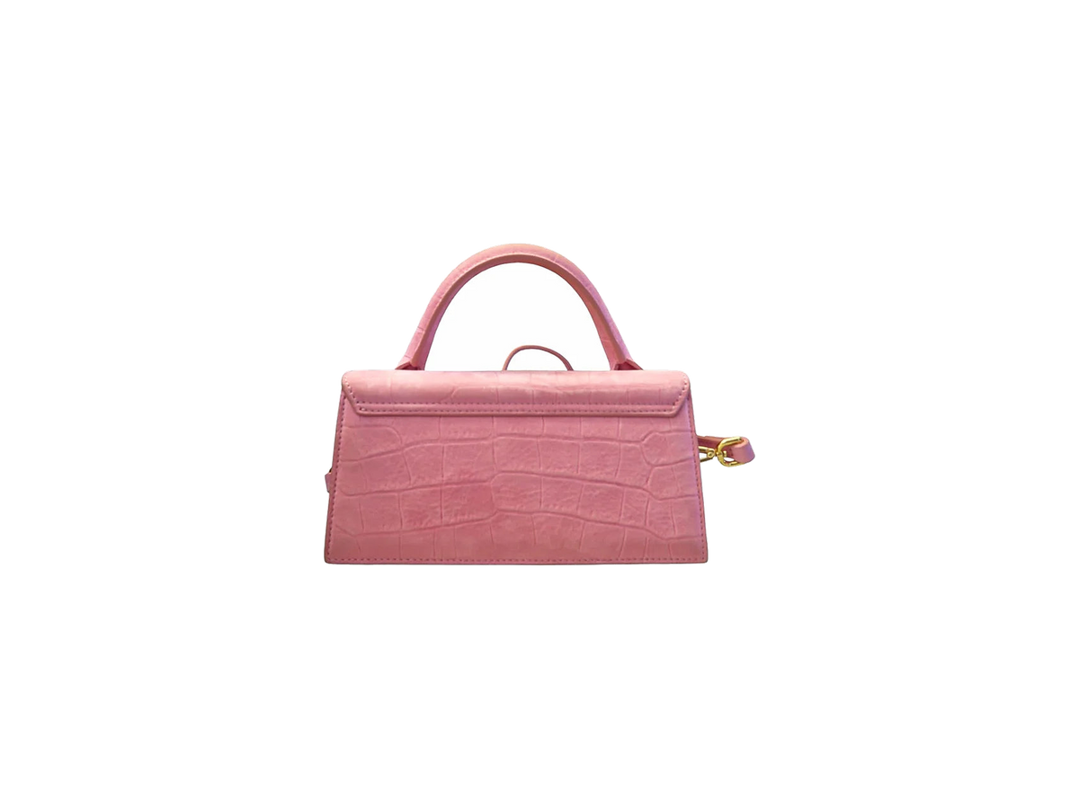 Jacquemus Pink Croc-Embossed Le Chiquito Long Crossbody Bag