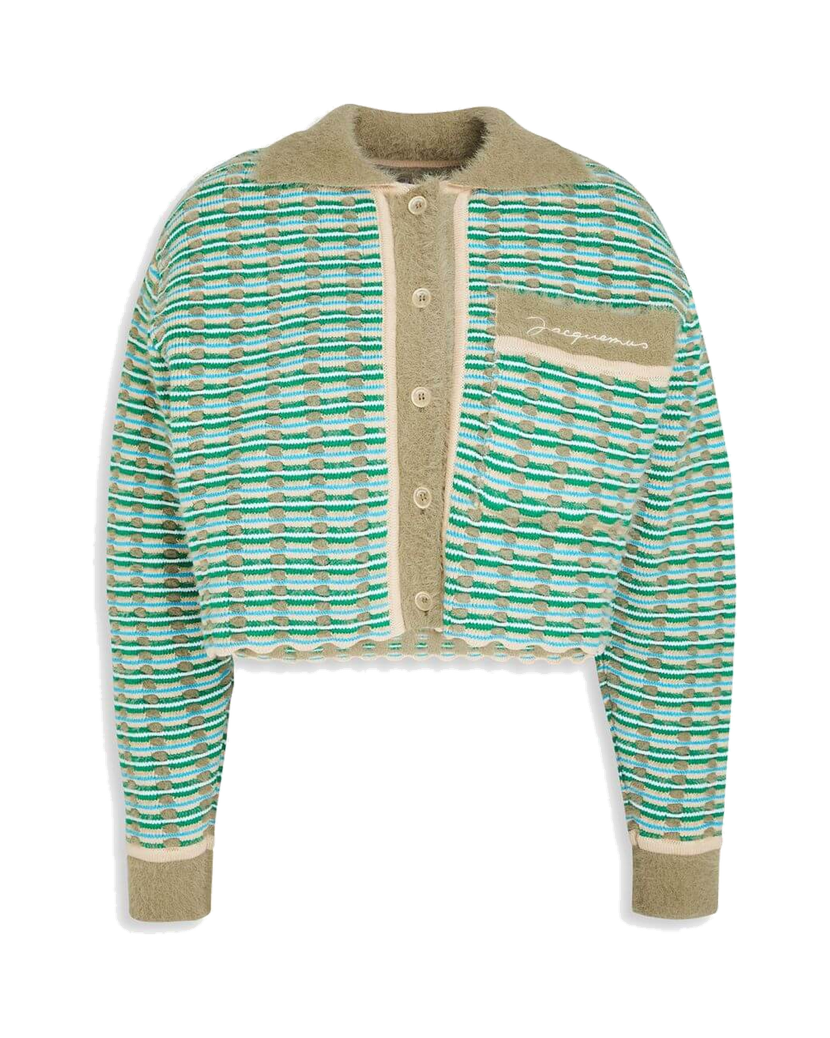 JACQUEMUS Striped open-knit cotton-blend cardigan