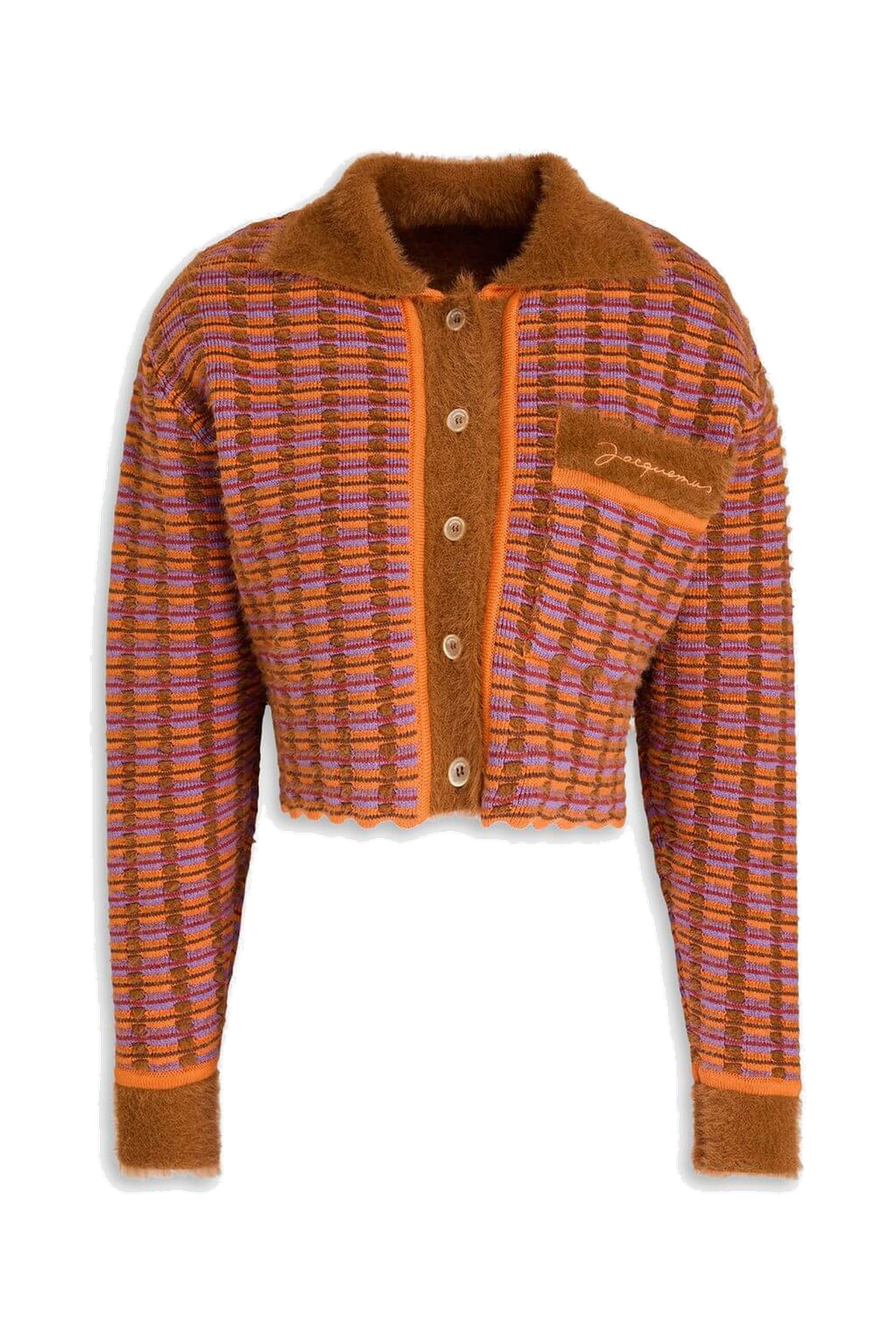 JACQUEMUS Striped open-knit cotton-blend cardigan