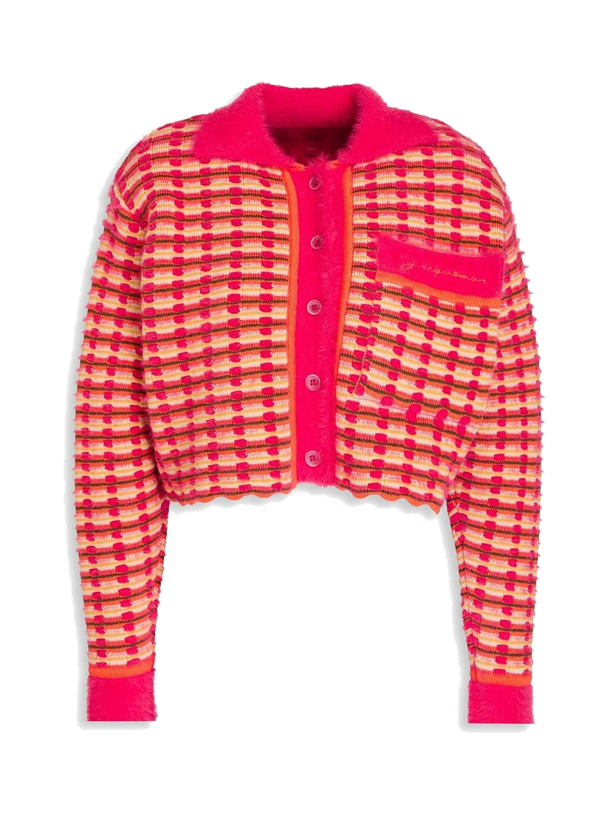 JACQUEMUS Striped open-knit cotton-blend cardigan