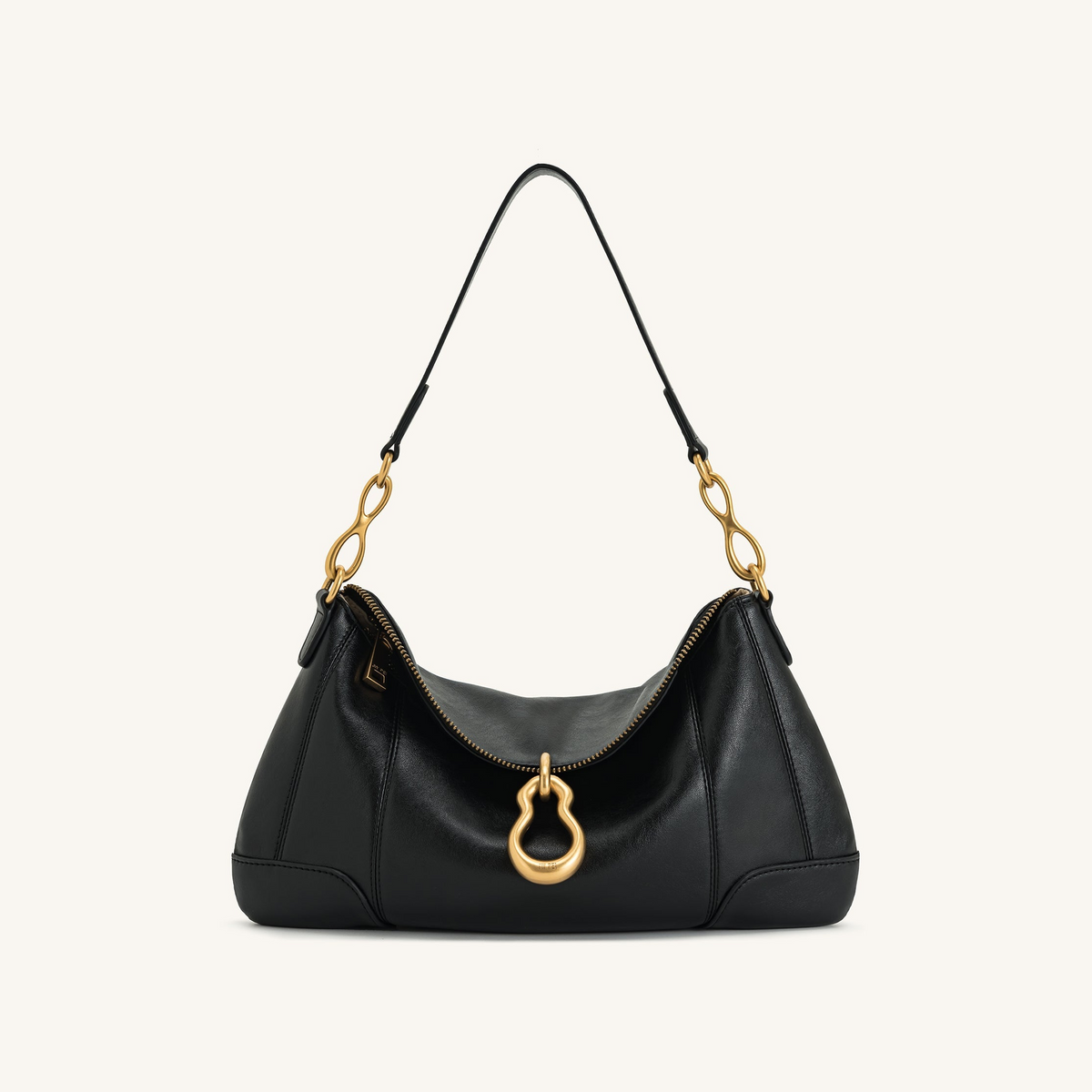 Jayla Metal Pendant Embellished Shoulder Bag - Black
