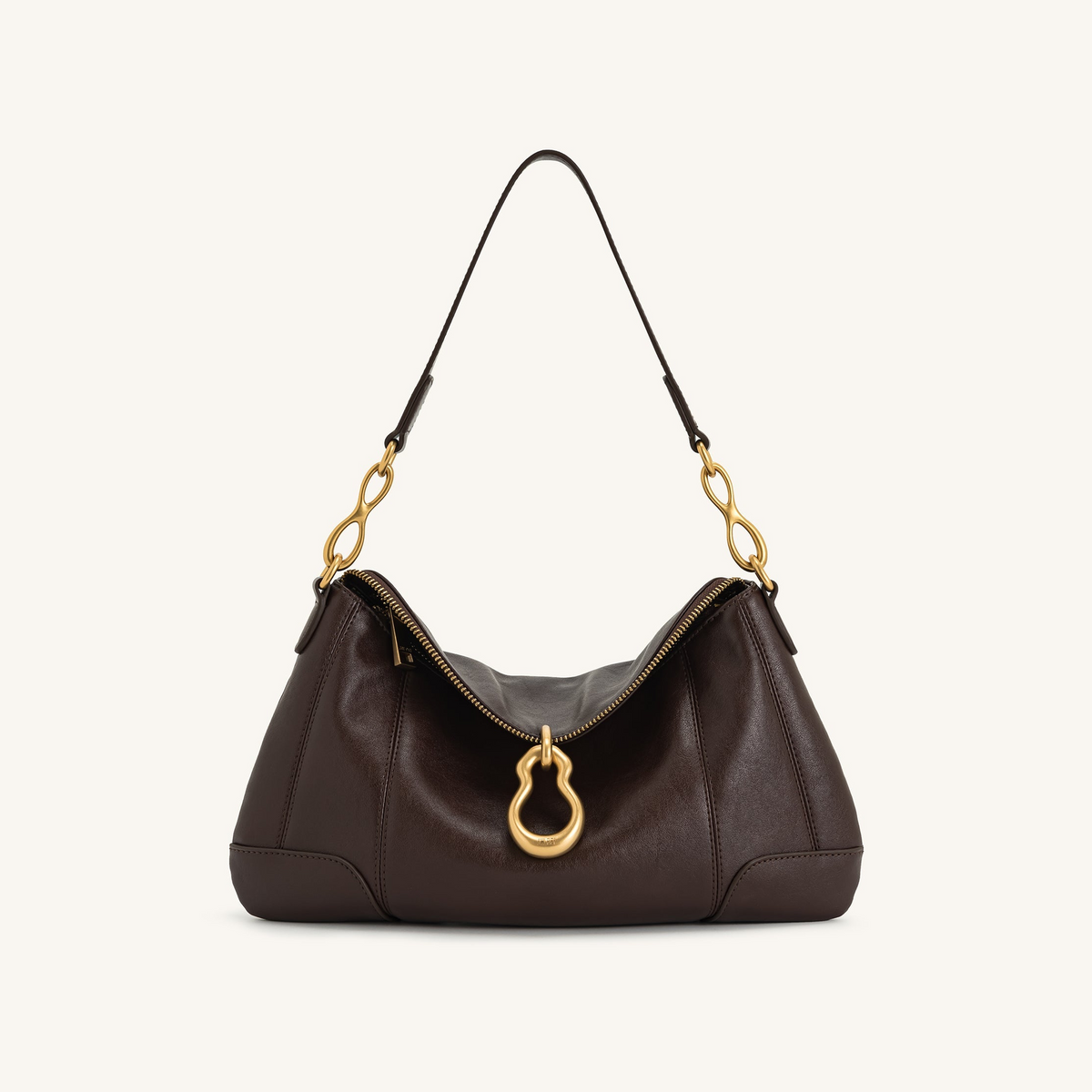 Jayla Metal Pendant Embellished Shoulder Bag - Dark Brown