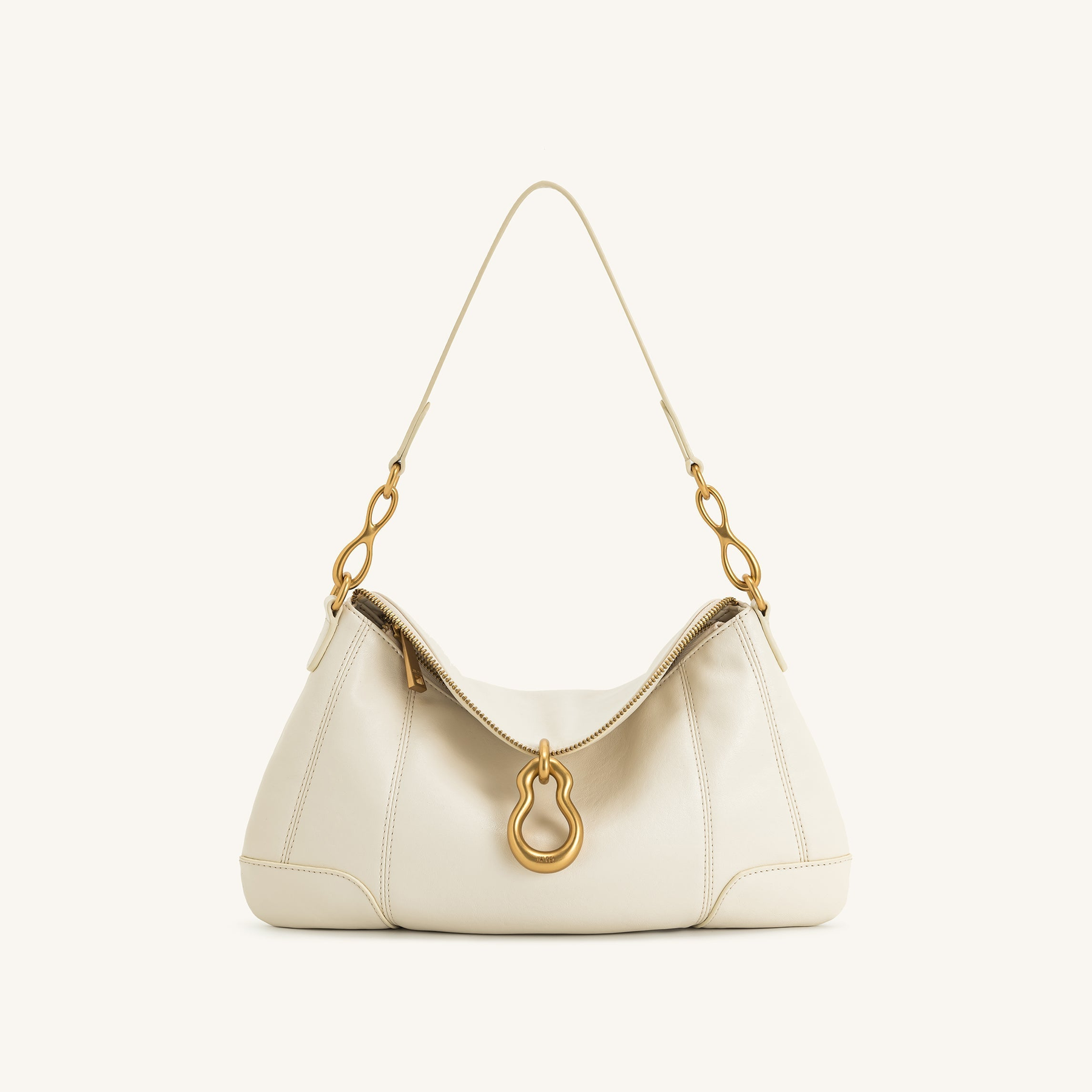 Jayla Metal Pendant Embellished Shoulder Bag - White