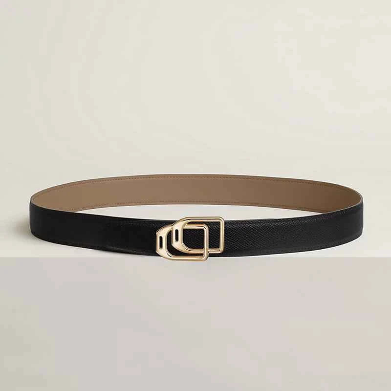 Jockey au Carre belt buckle & Reversible leather strap 32 mm