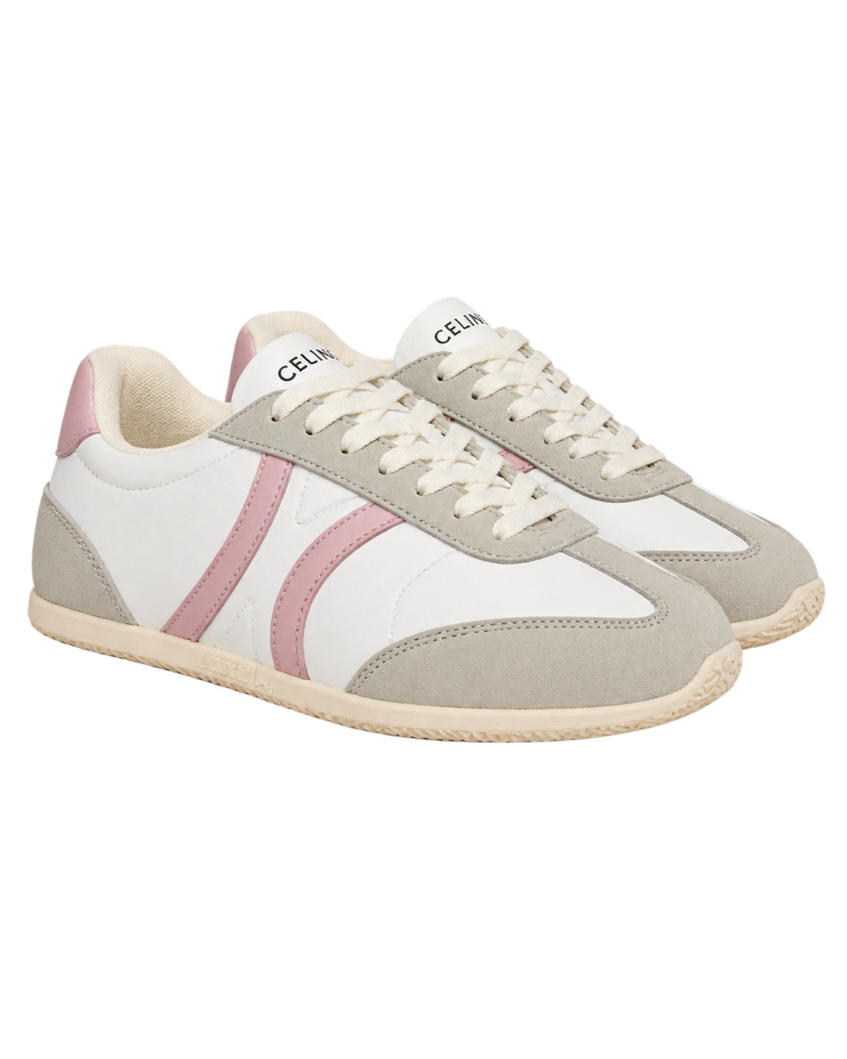 Jogger low lace-up sneakers in calfskin suede - white