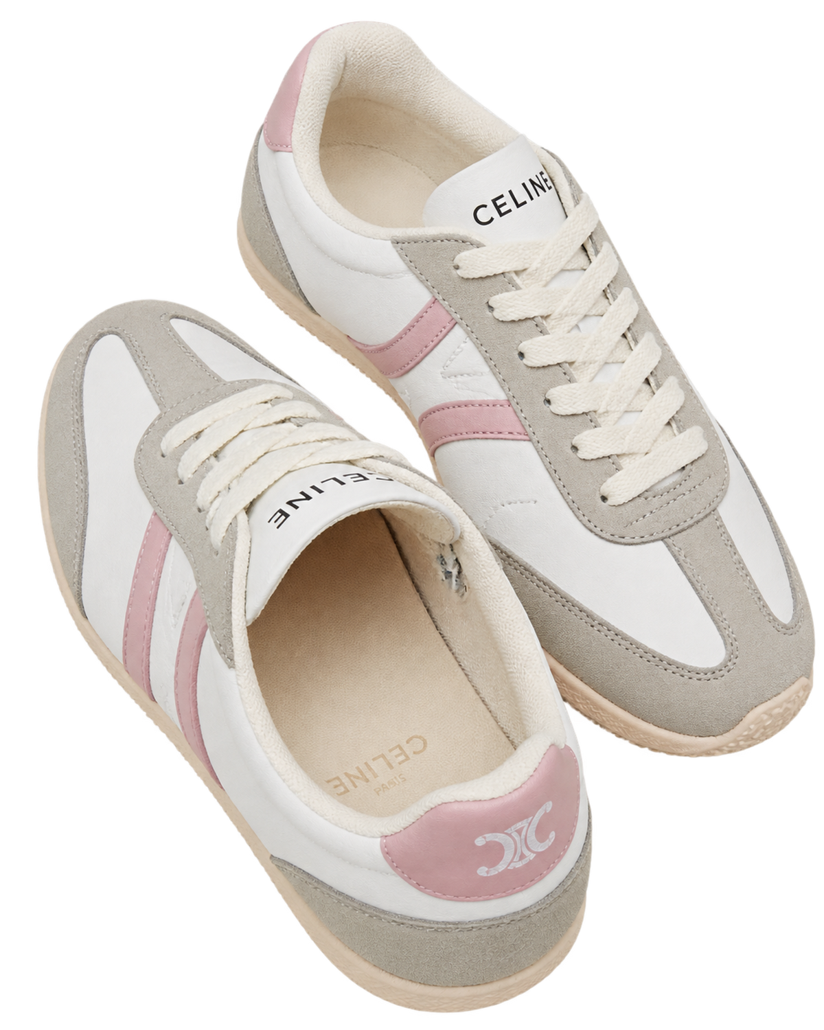 Jogger low lace-up sneakers in calfskin suede - white