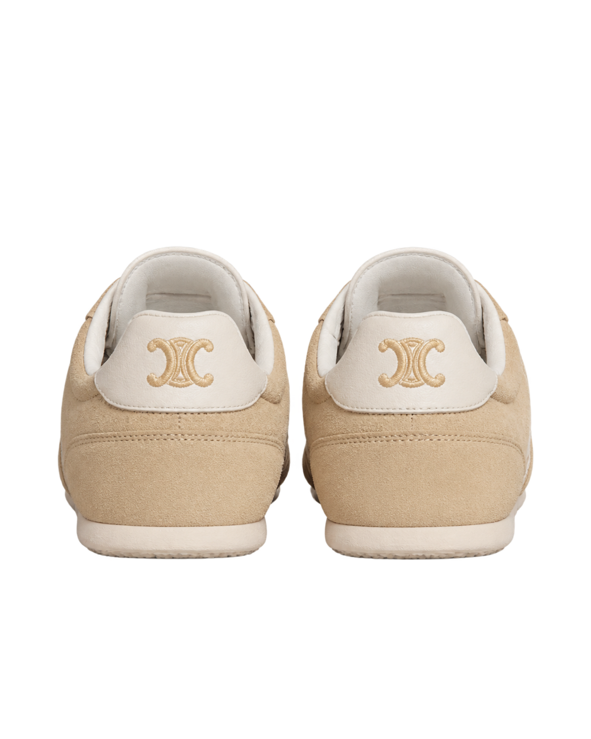 Jogger low lace-up sneakers in suede calfskin and calfskin - cappuccino/white coffee
