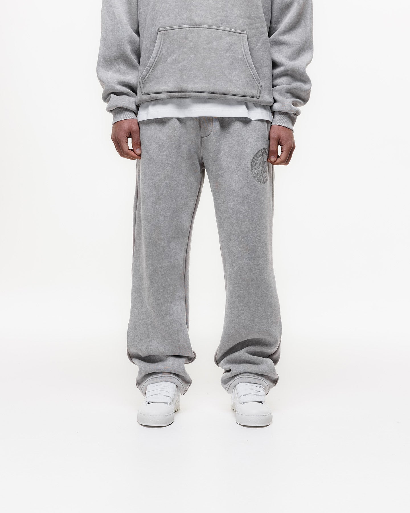 Magiri Embroidered Acid Wash Joggers in Washed Oatmeal