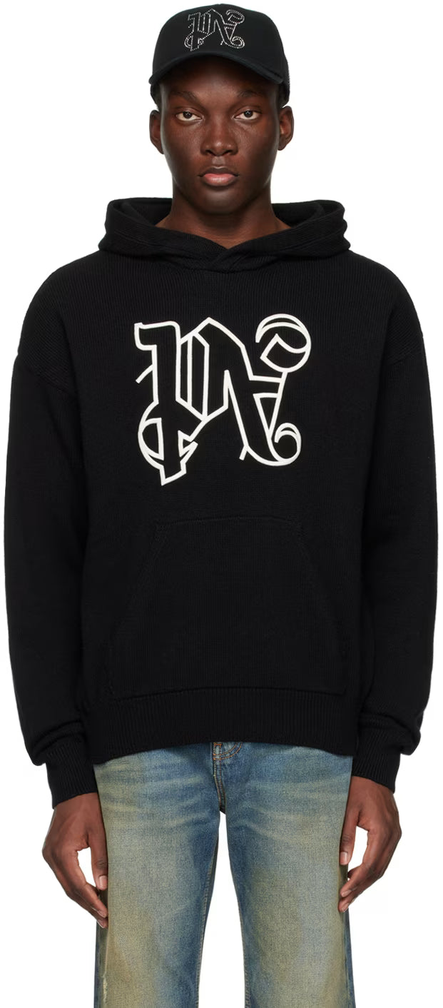 Black Embroidered Hoodie