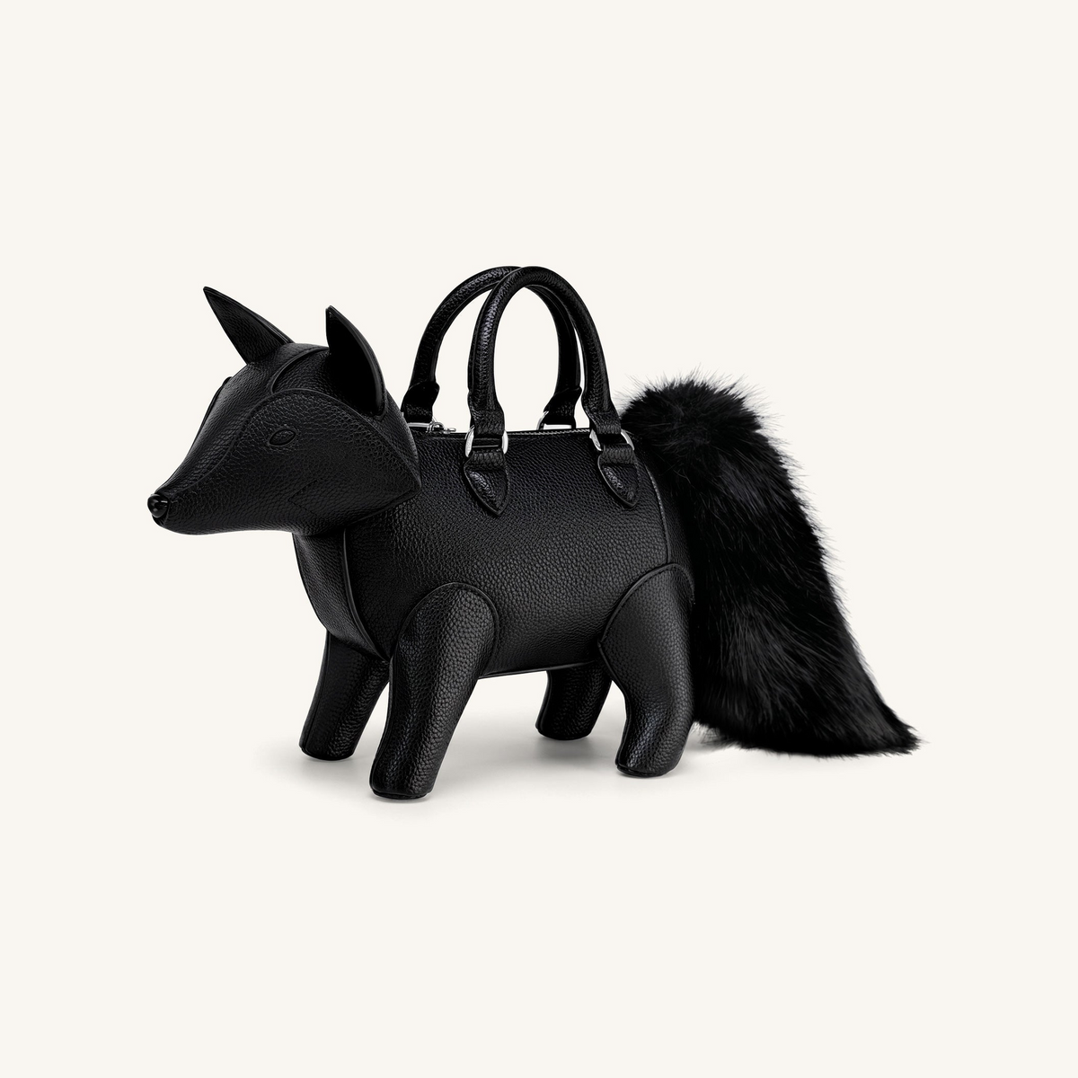 Kai Fox Shaped Top Handle Bag - Black