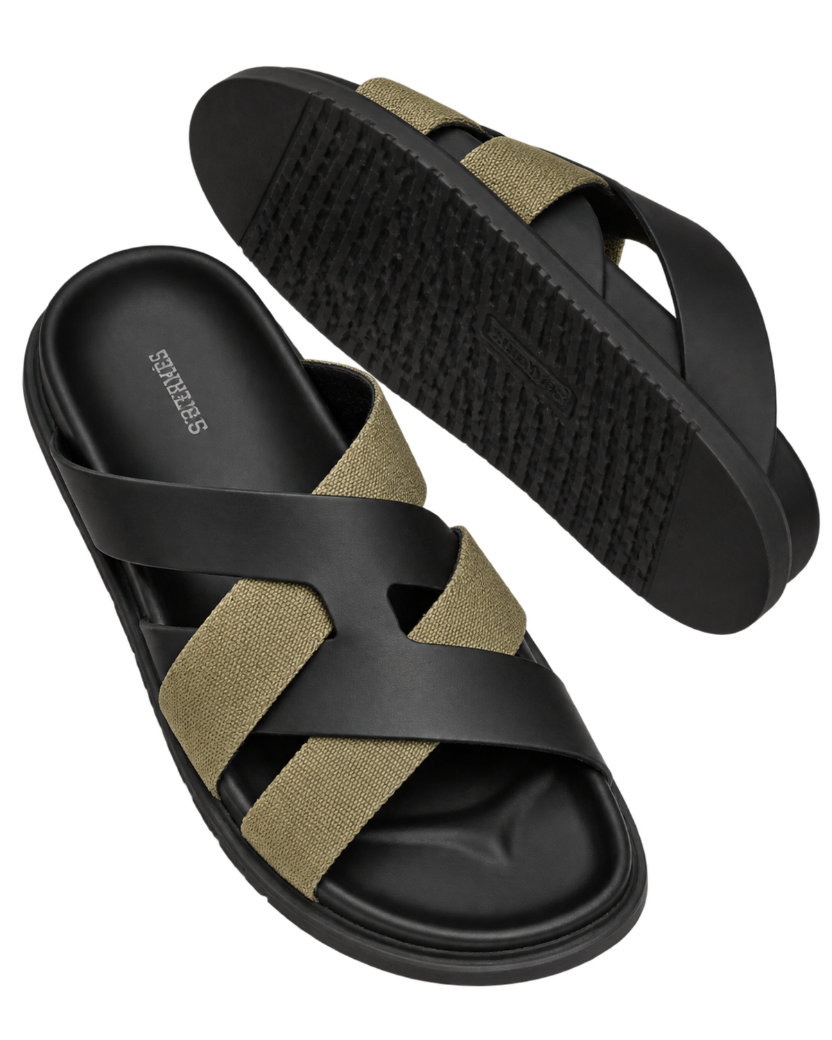 Kazimir sandal in Noir / Vert Toundra