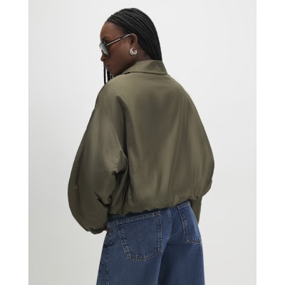 Khaki Bubble Hem Jacket