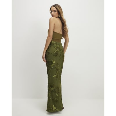 Khaki Cornelli Maxi Skirt