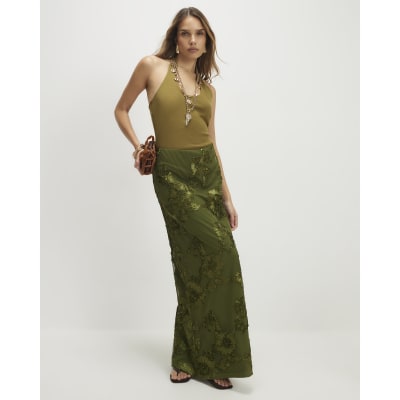 Khaki Cornelli Maxi Skirt
