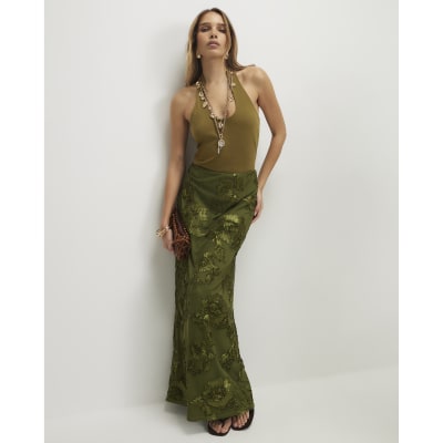 Khaki Cornelli Maxi Skirt