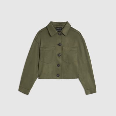 Khaki Faux Suede Overshirt