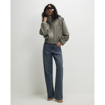 Khaki Faux Suede Shoulder Detail Jacket