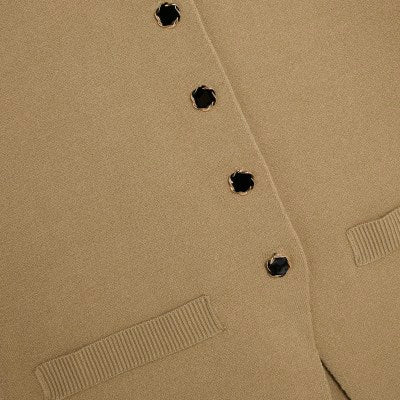 Khaki Knitted Longline Waistcoat