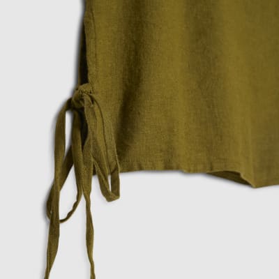 Khaki Linen Blend Tank Top