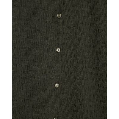 Khaki Long Sleeve Textured Cardigan