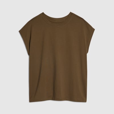 Khaki Loose Fit Short Sleeve Top