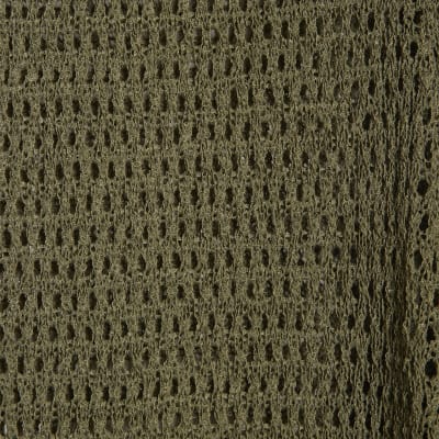 Khaki Open Stitch Knitted Trousers