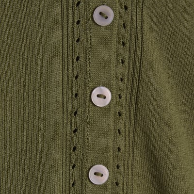 Khaki V Neck Cardigan