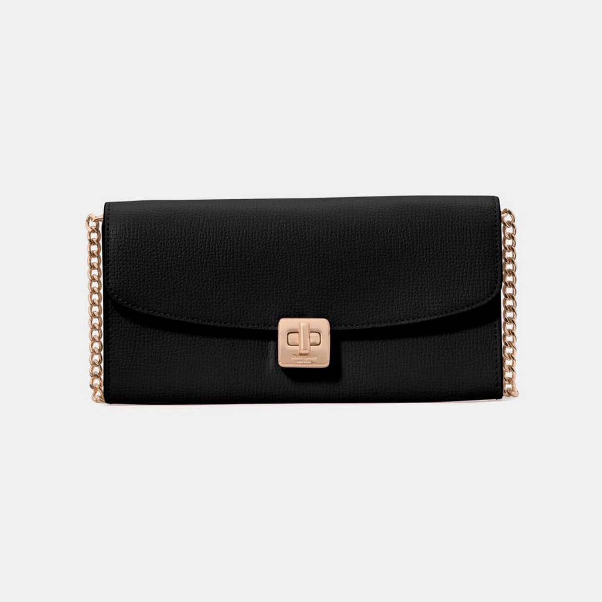 Phoebe Refined Grain Leather Turnlock Wallet On A Chain