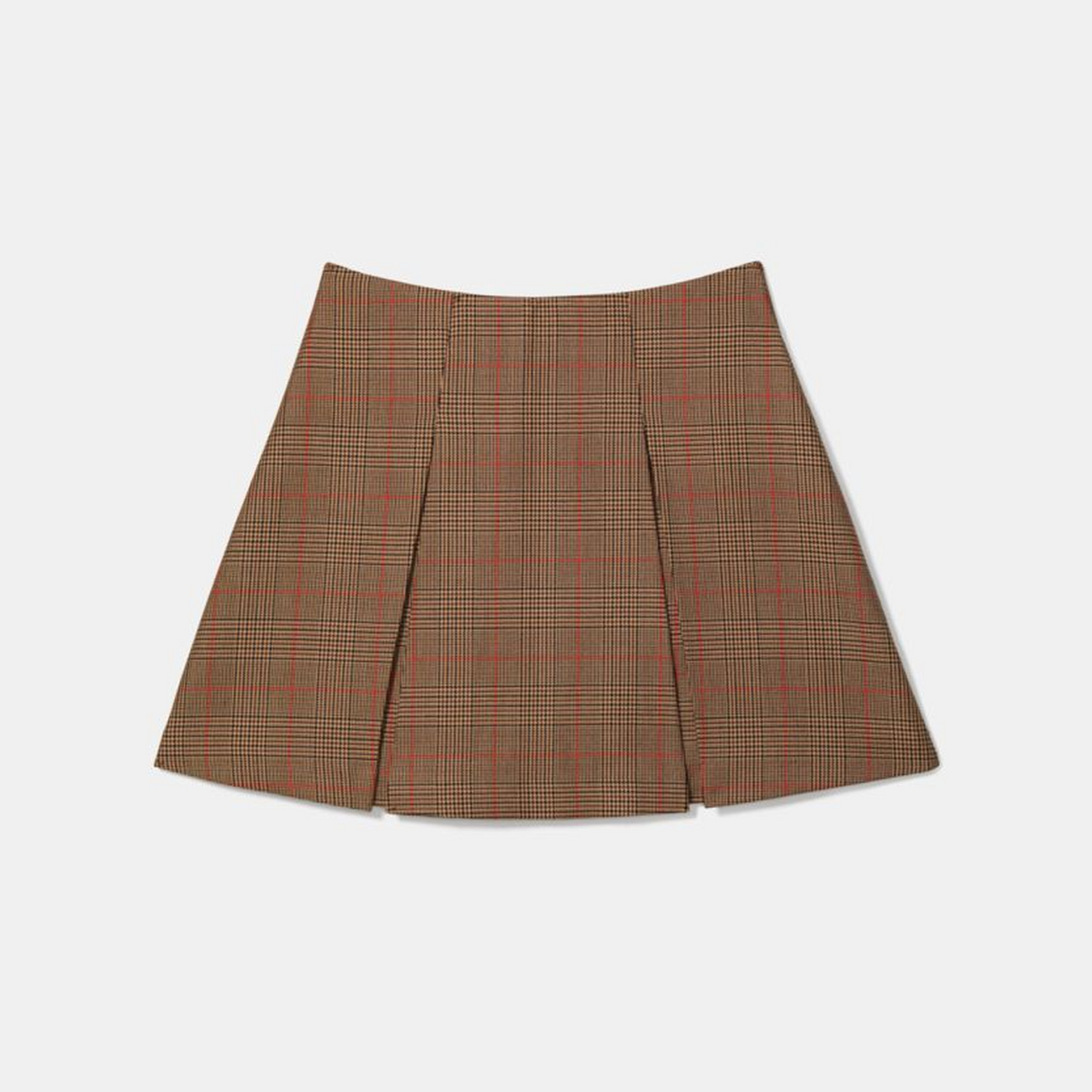Plaid Box Pleat Mini Skirt