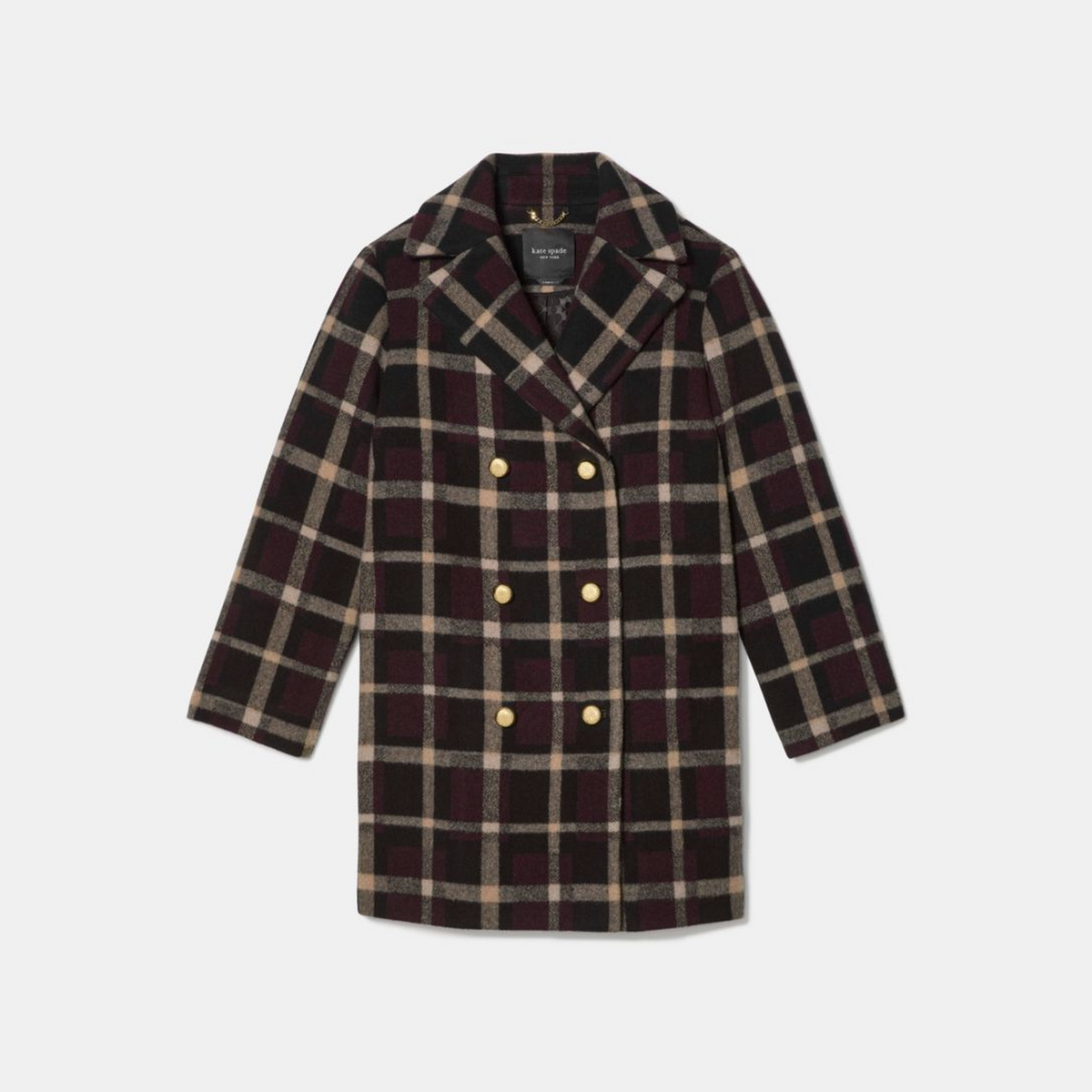 Plaid Double Breasted Coat