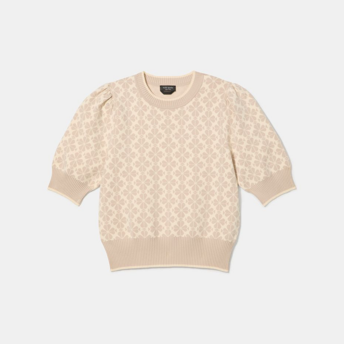 Spade Flower Puff Sleeve Sweater