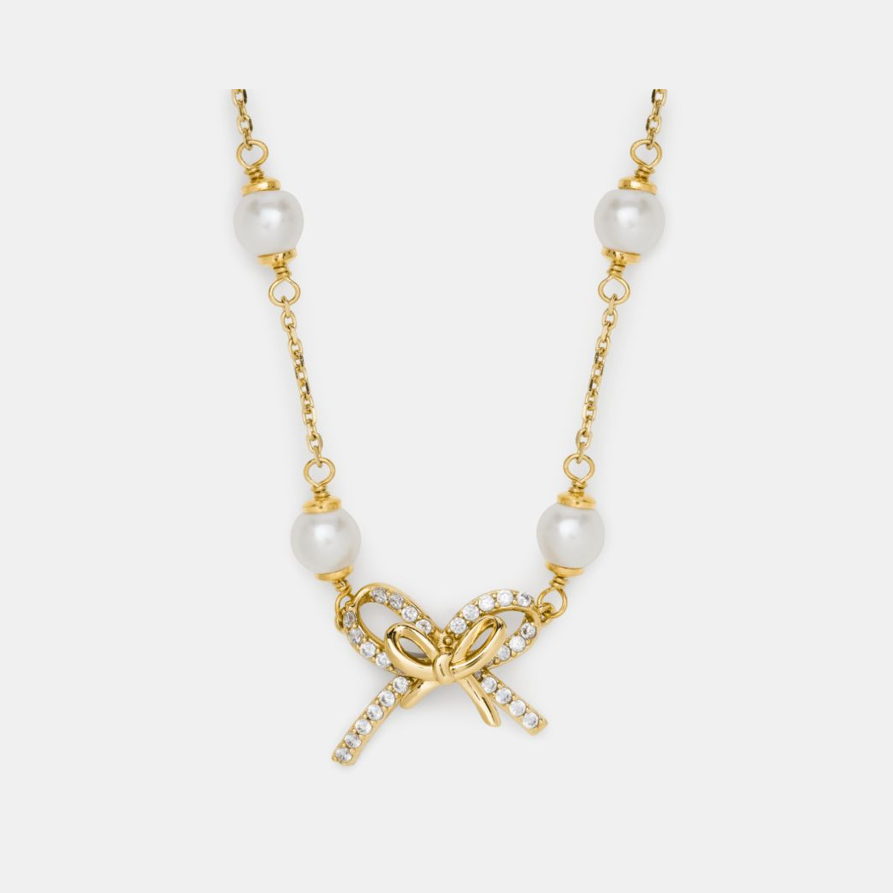 Girlie Pearlie Pearl Bow Scatter Necklace