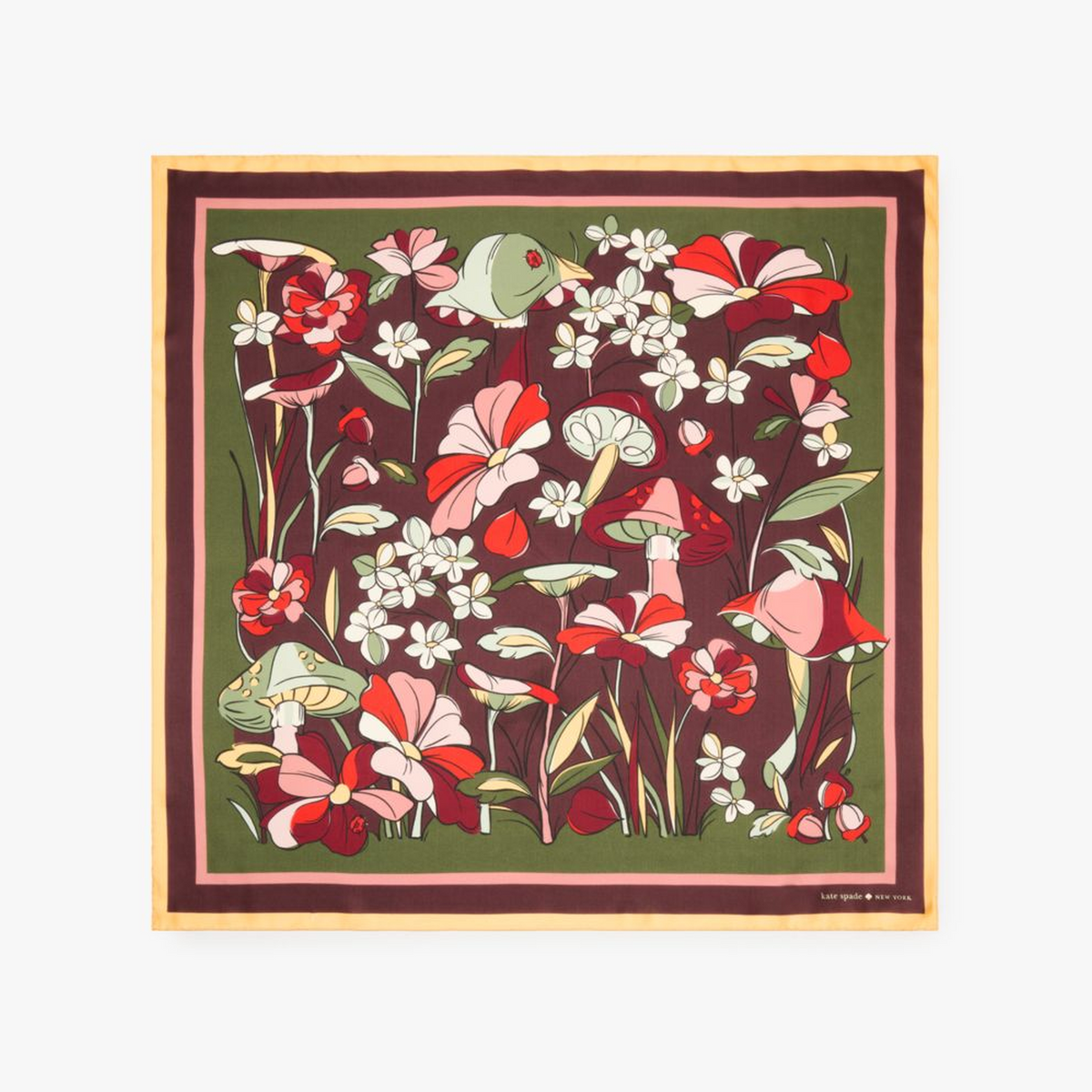 Mushroom Patch Silk Square Scarf