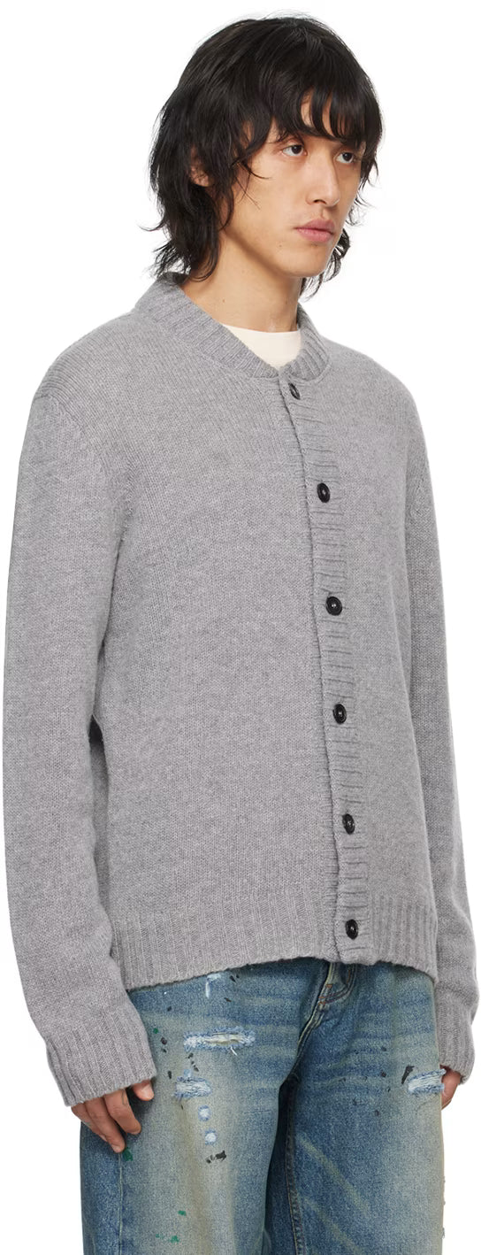 Gray Curved Logo Cardigan